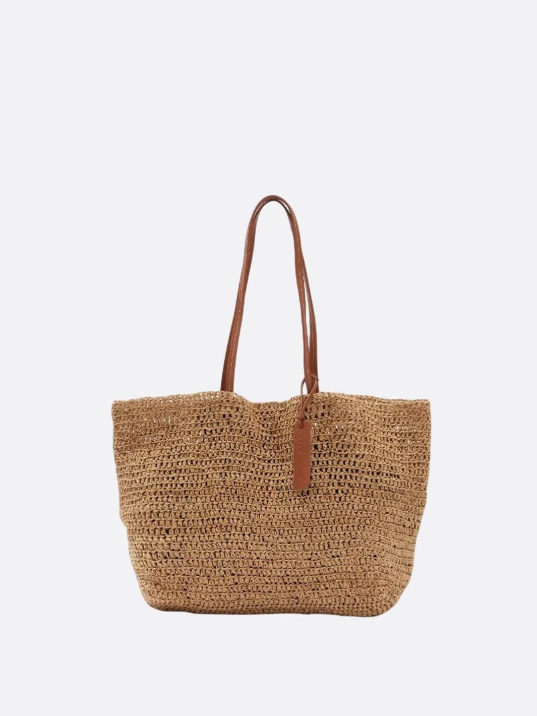 Sac cabas paille et cuir