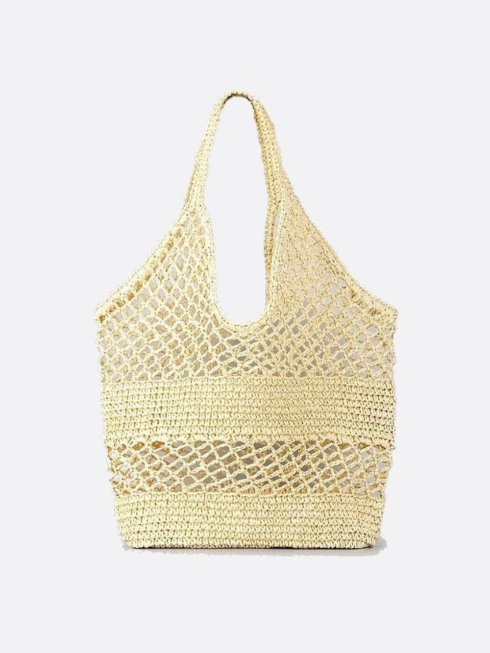 Sac fourre-tout paille crochet beige