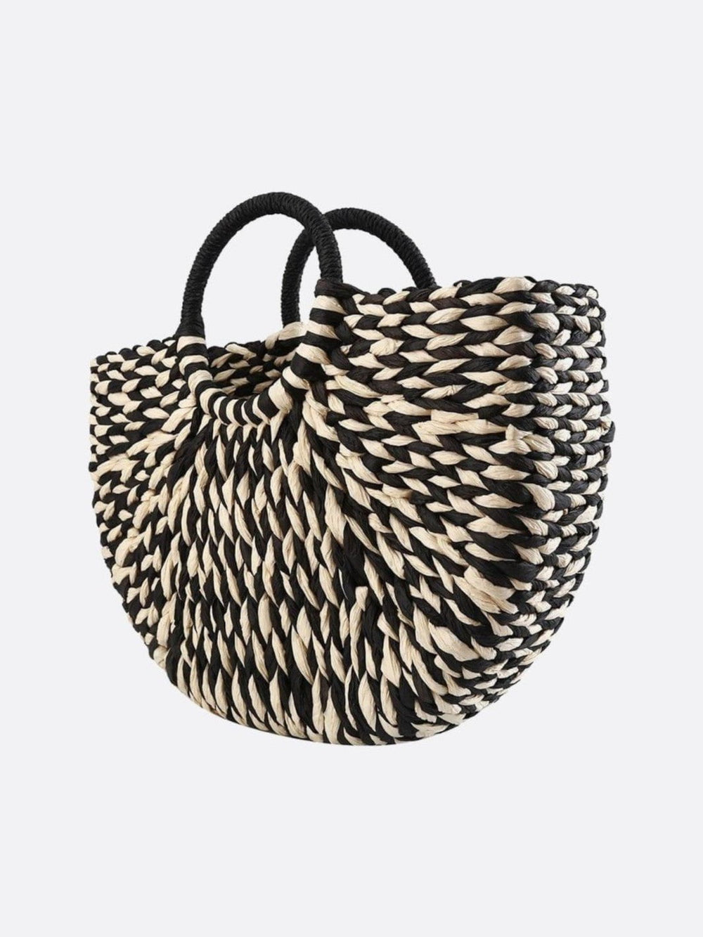 Sac panier osier noir et blanc