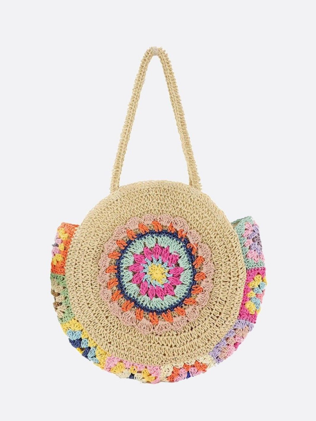 Sac rond paille beige